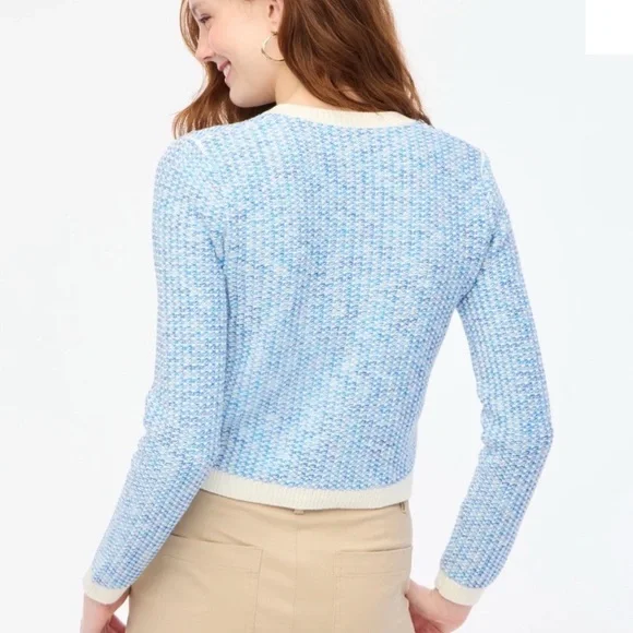 J.Crew Blue Popcorn Stich Lady Jacket Cardigan Sweater Size Small NWT - Picture 3 of 13